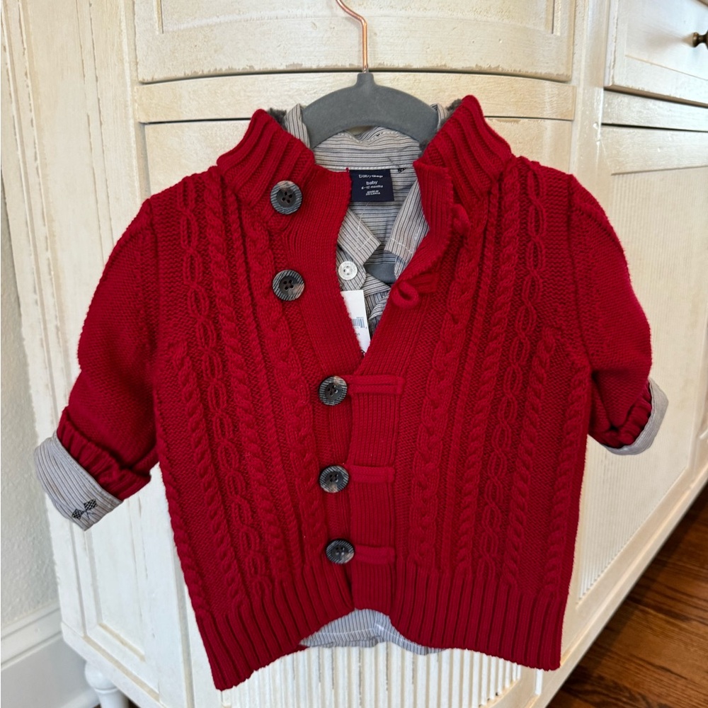 Brand new sweater with button up undershirt
